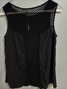Express Black Crochet Mesh Sleeveless Blouse